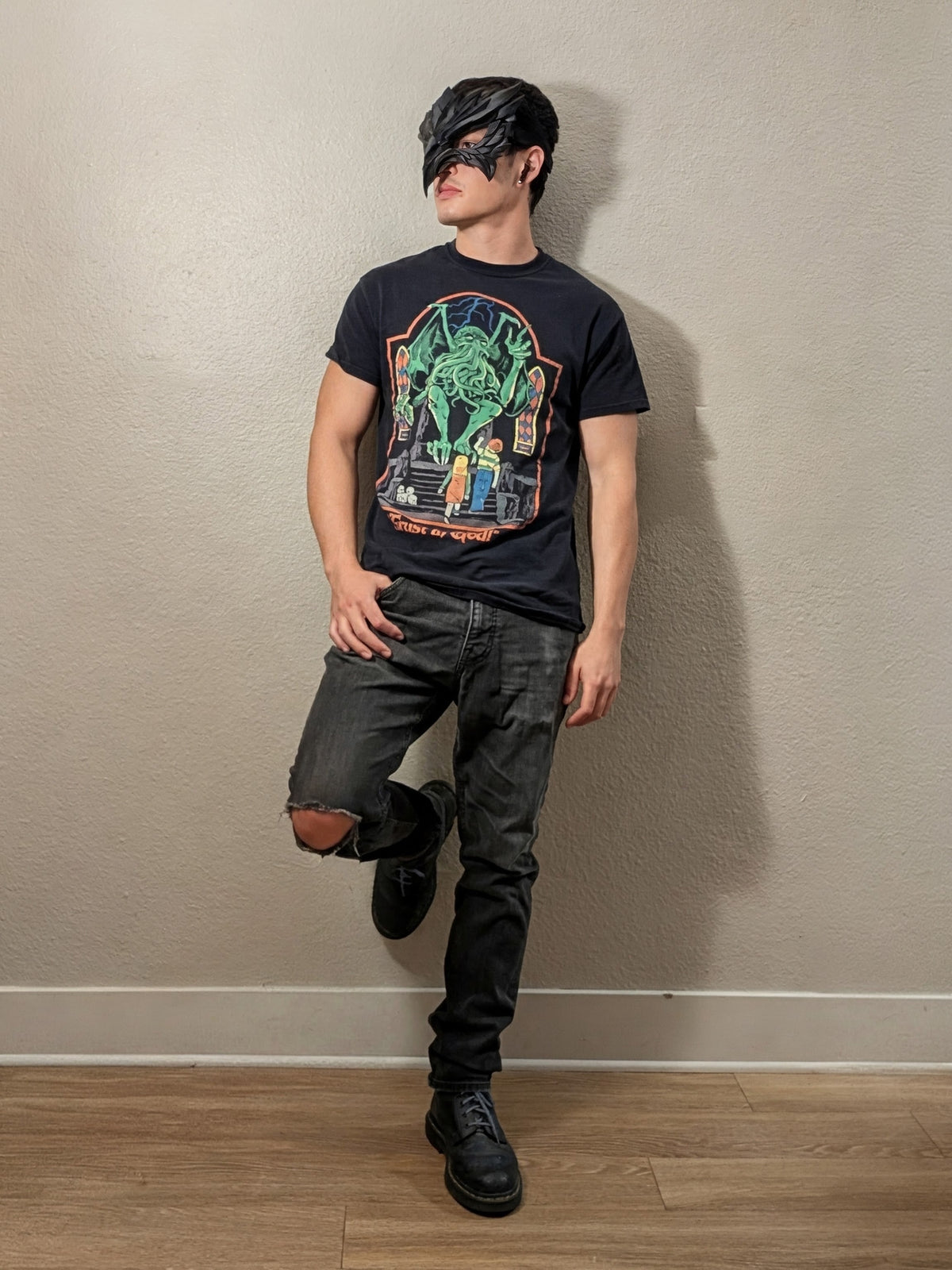 Raven Wraith bird mask shown as a costume reference; strap is not included