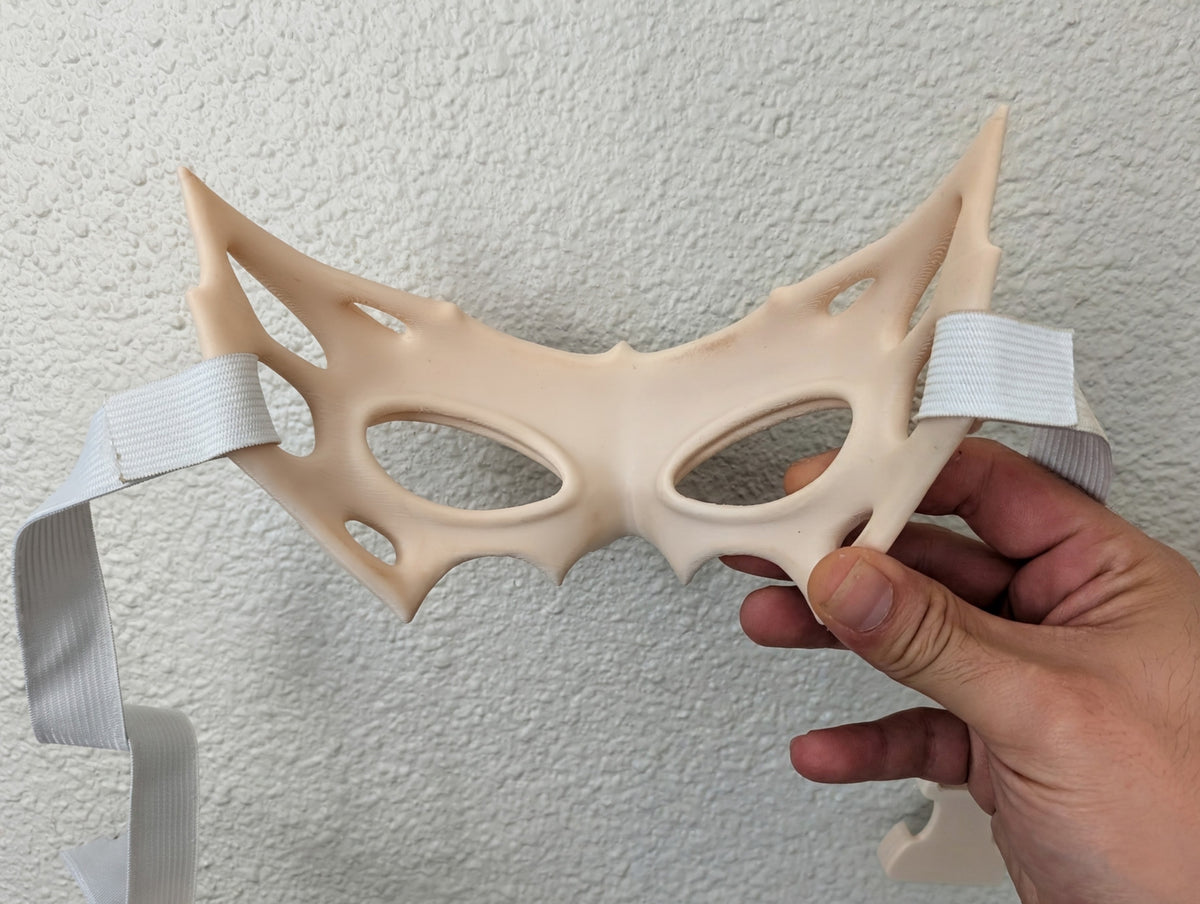 Bone Wraith Mask pictured with a sample elastic strap; the strap is not included.