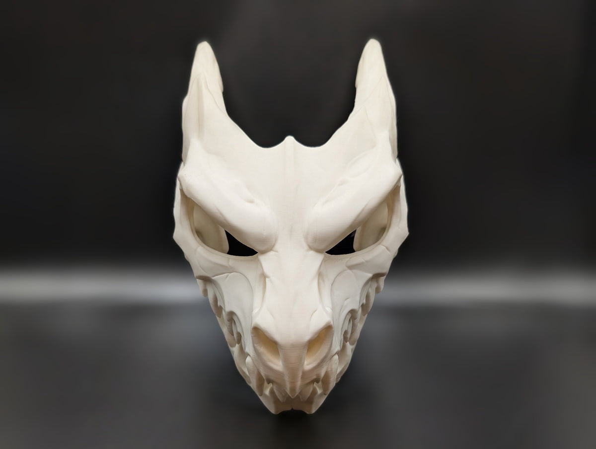 Front view of the Dragon Skull full-face mask; strap not included