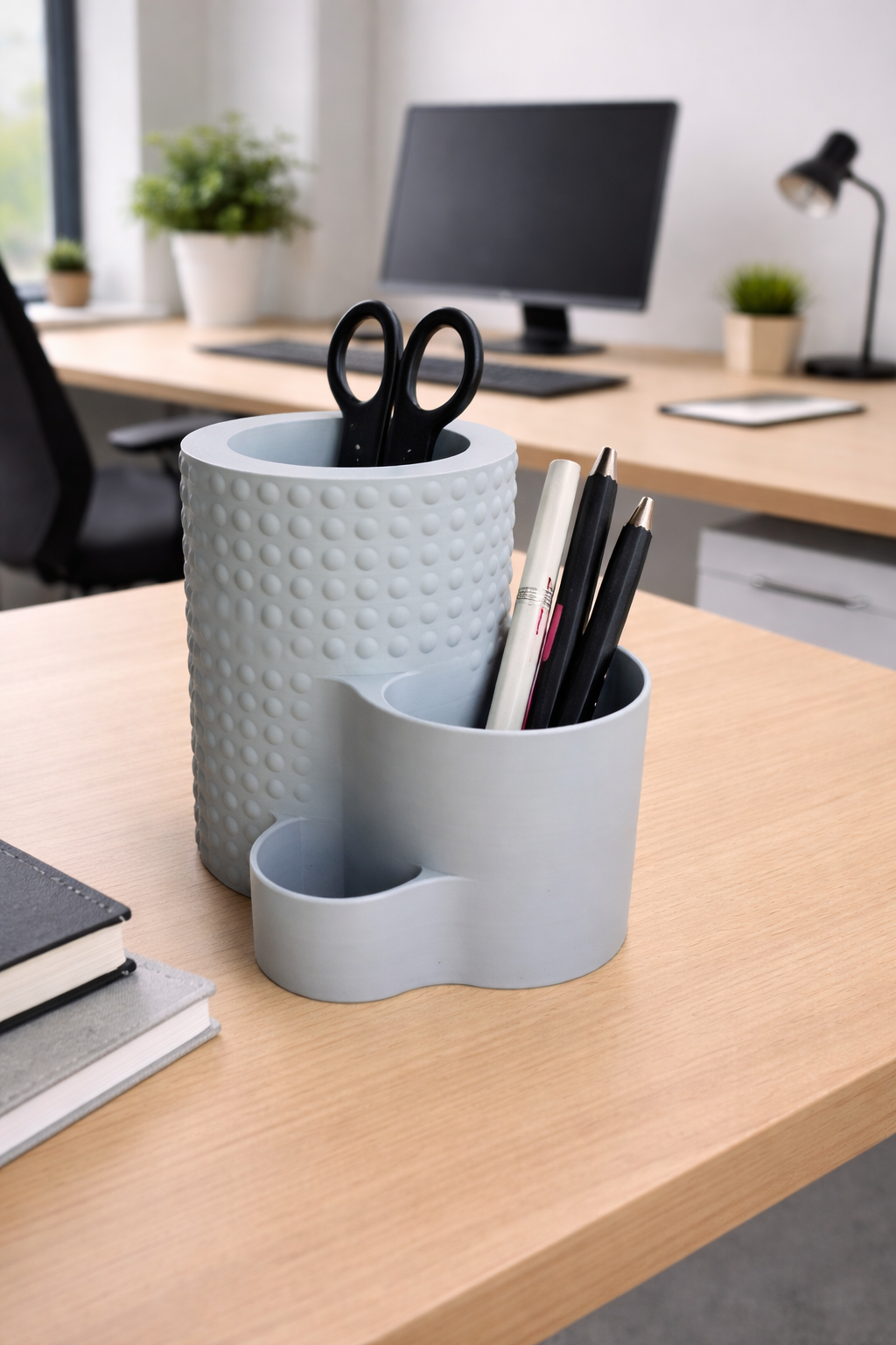 Modern Dotted Office Organiser — white top-down product shot