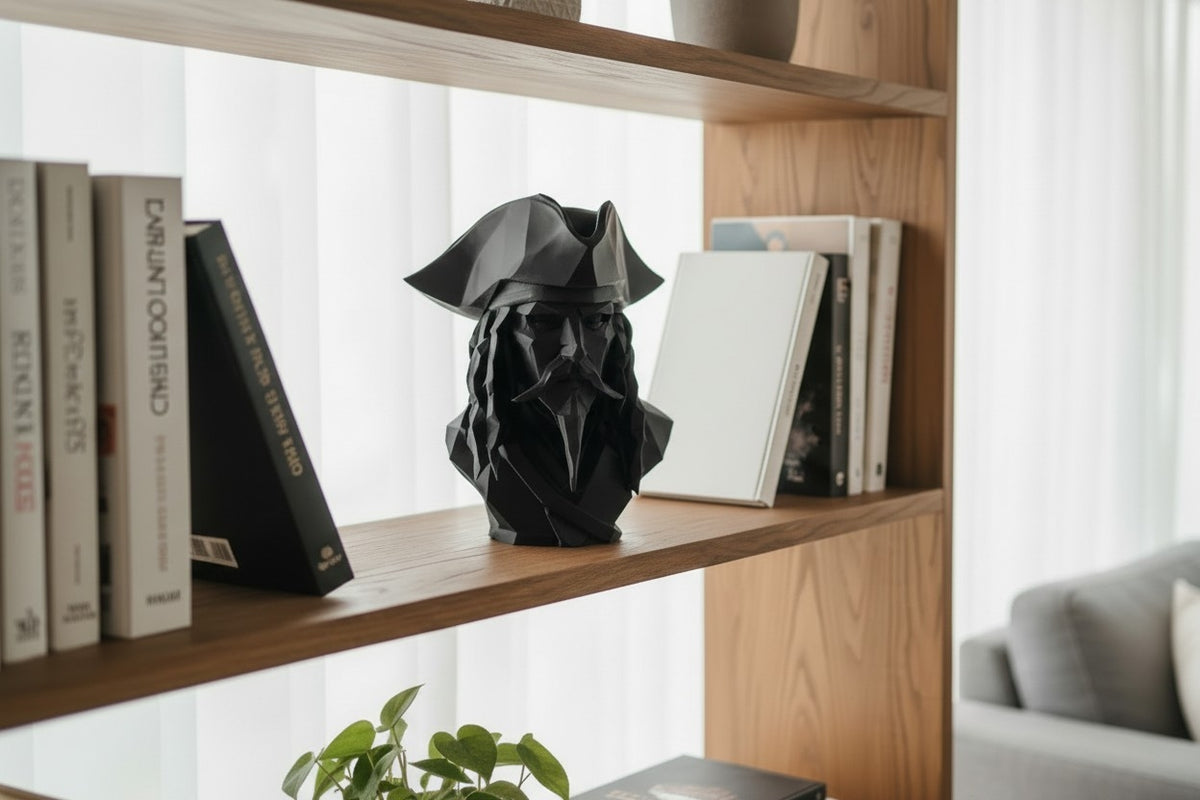 Caribbean Pirate Bust — Low-Poly Decorative Sculpture