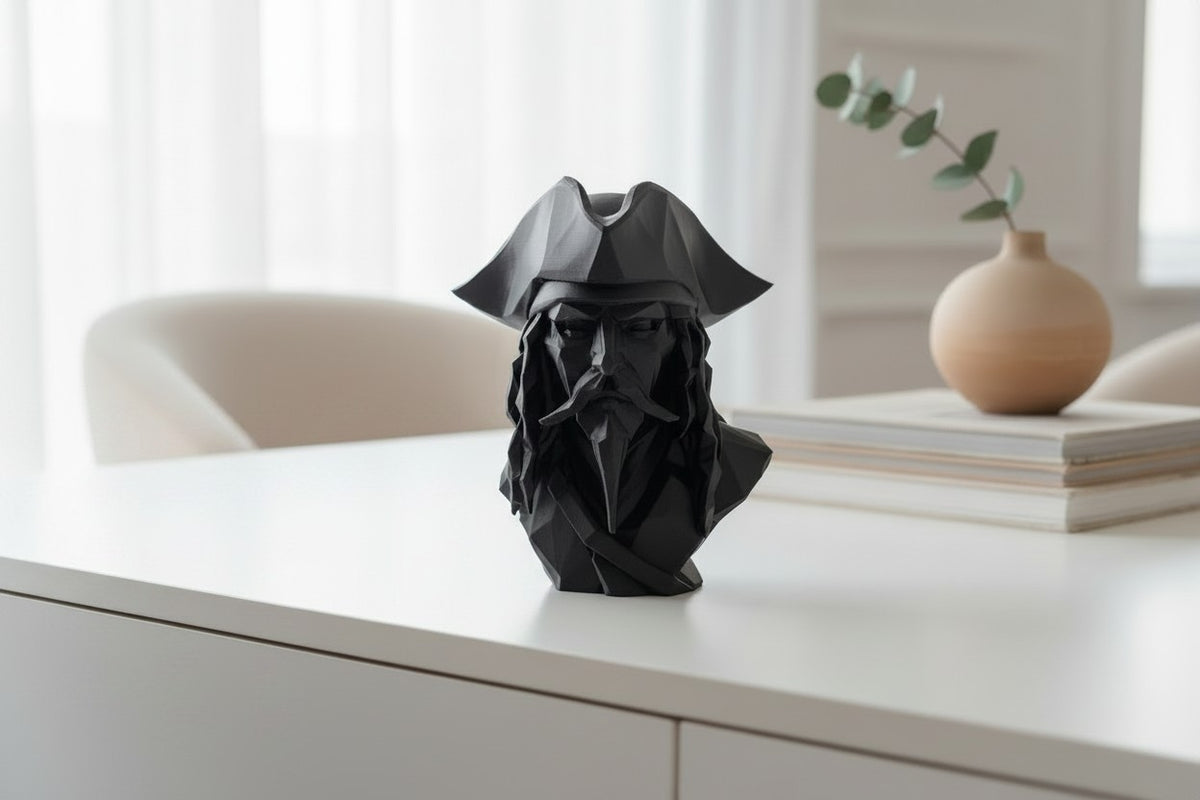 Caribbean Pirate Bust — Low-Poly Decorative Sculpture
