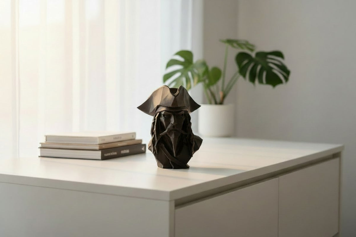 Caribbean Pirate Bust — Low-Poly Decorative Sculpture