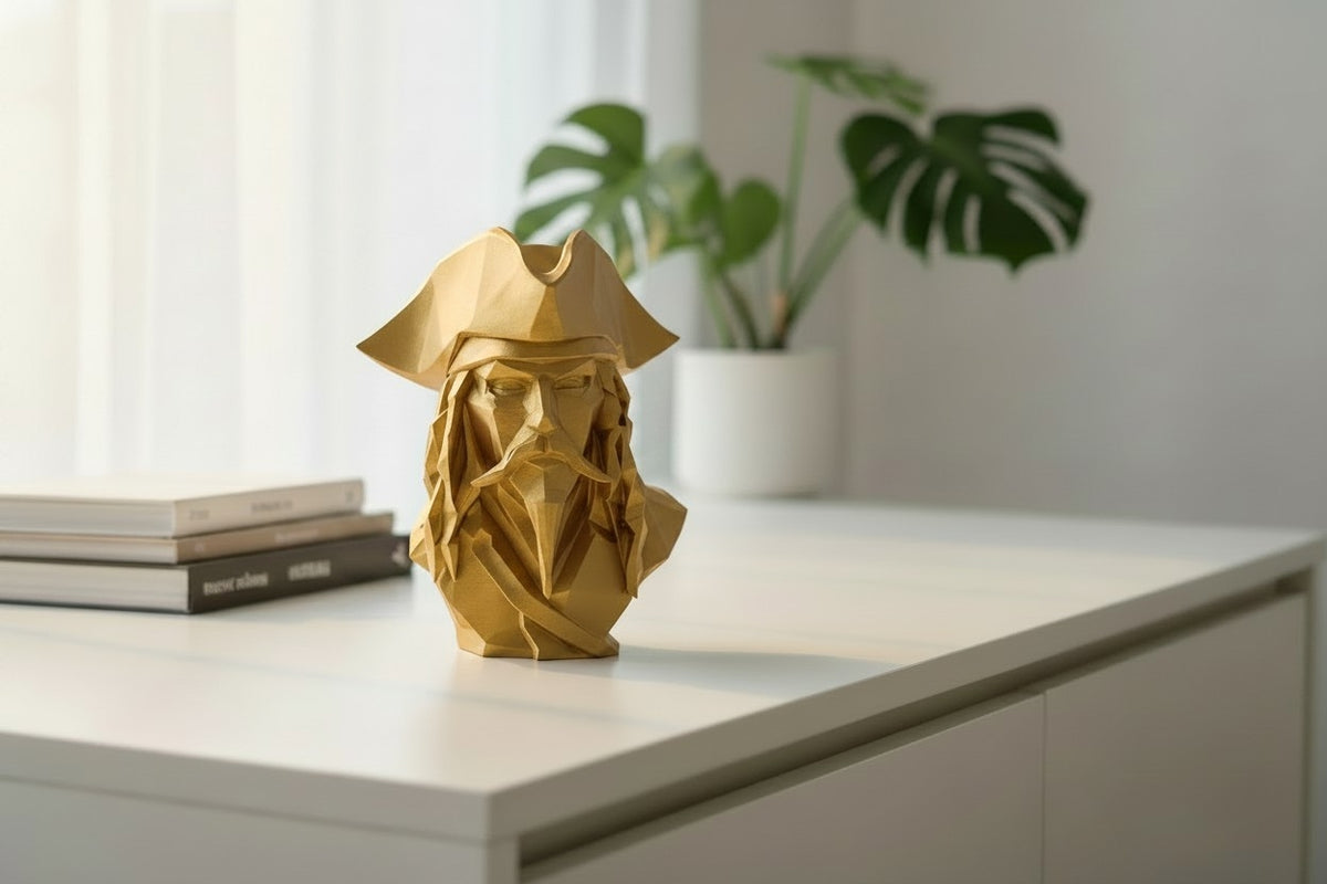 Caribbean Pirate Bust — Low-Poly Decorative Sculpture
