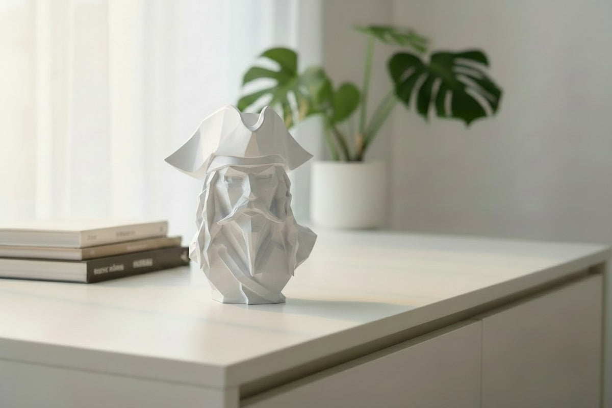 Caribbean Pirate Bust — Low-Poly Decorative Sculpture