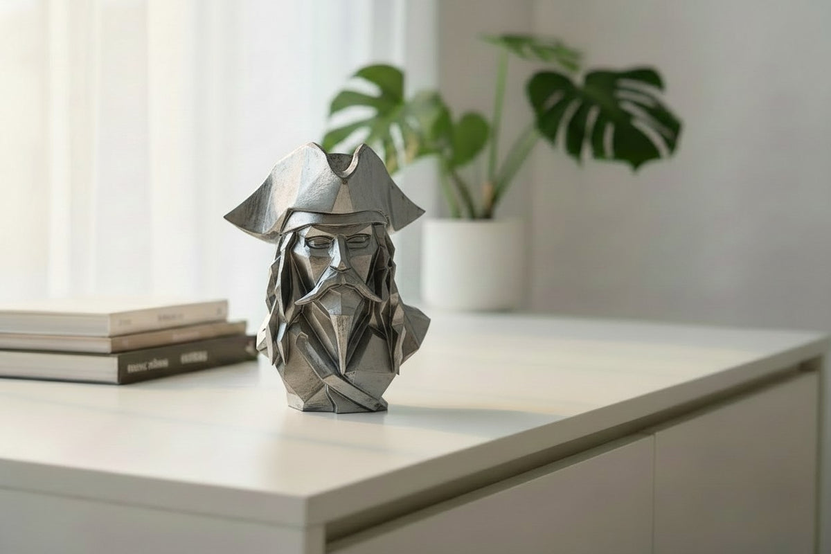 Caribbean Pirate Bust — Low-Poly Decorative Sculpture