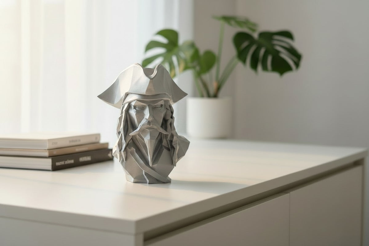 Caribbean Pirate Bust — Low-Poly Decorative Sculpture