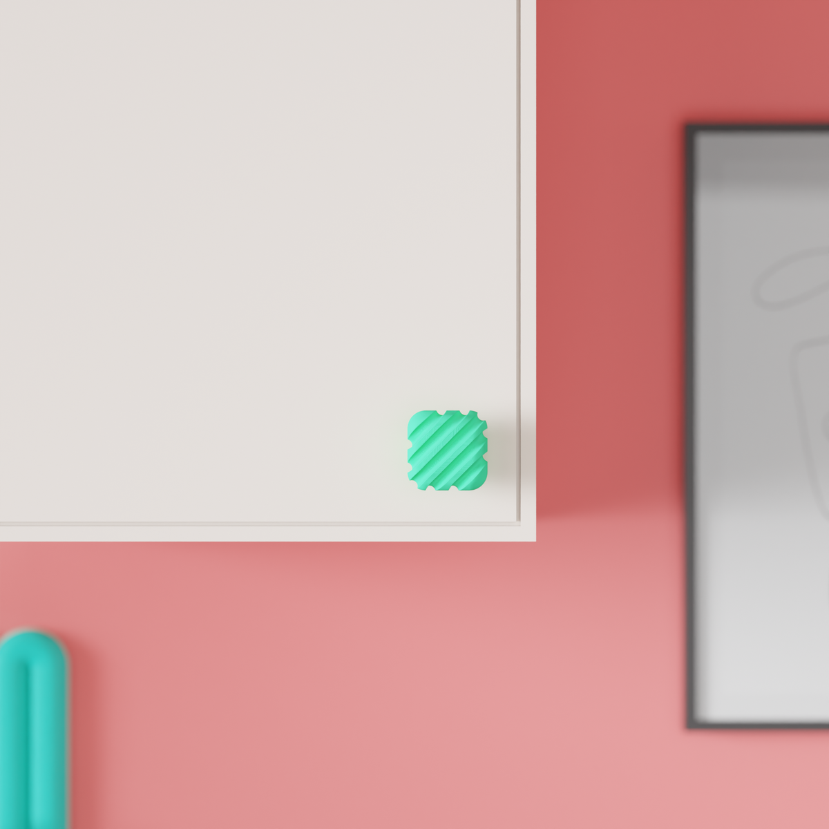 Modern Ribbed Cabinet Handle