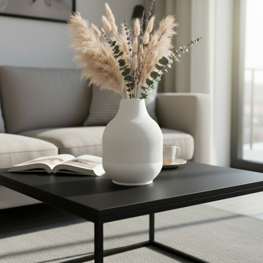 Modern Vase with Diminishing Ribs