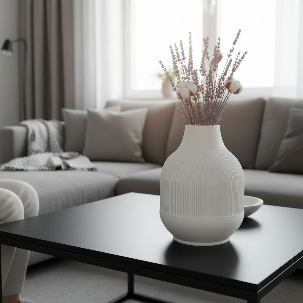 Modern Vase with Diminishing Ribs