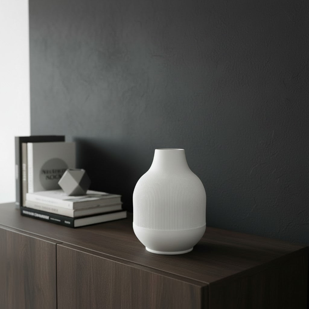 Modern Vase with Diminishing Ribs