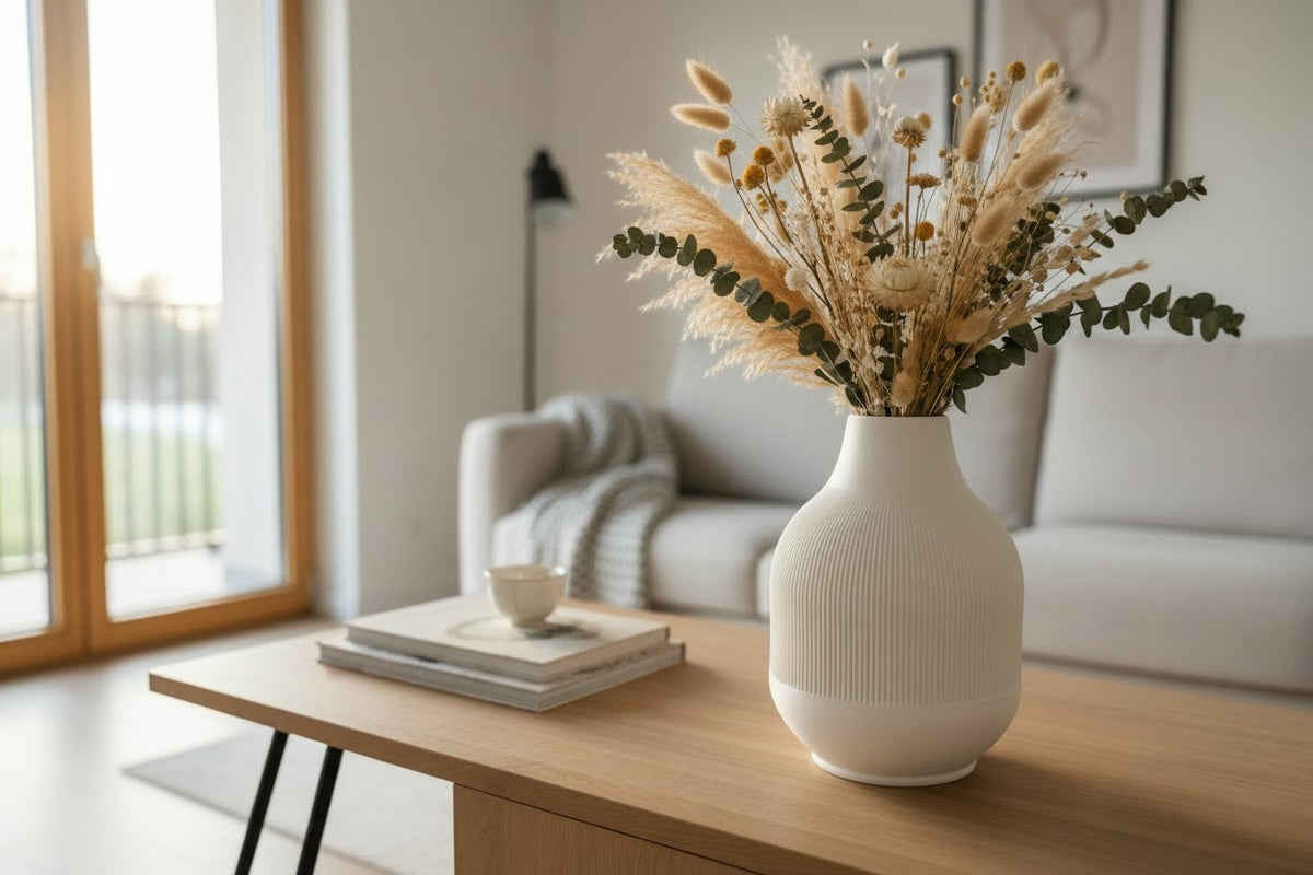 Modern Ribbed Vase — Contemporary Decorative Vase