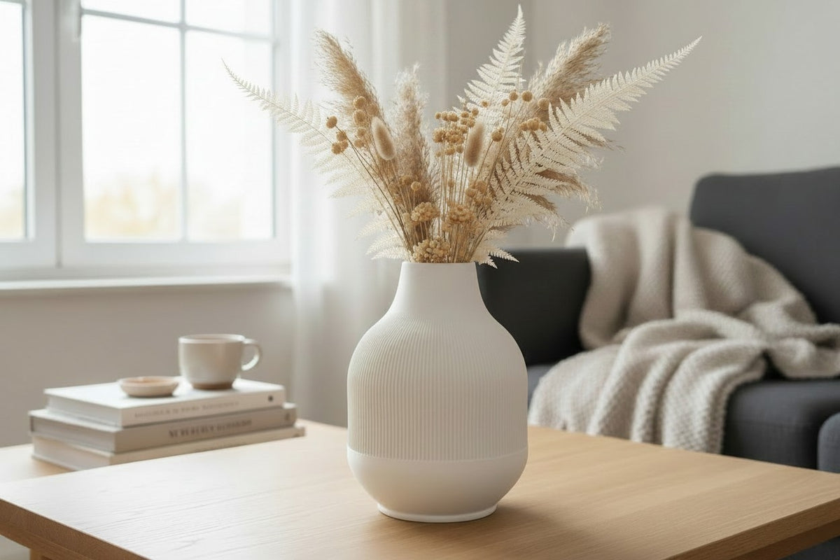 Modern Ribbed Vase — Contemporary Decorative Vase