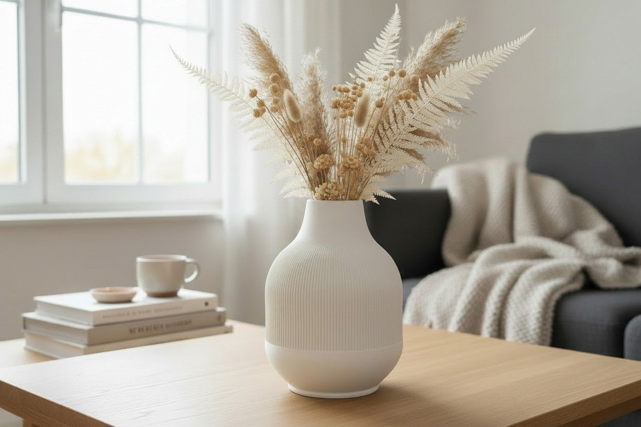 Modern Vase with Diminishing Ribs