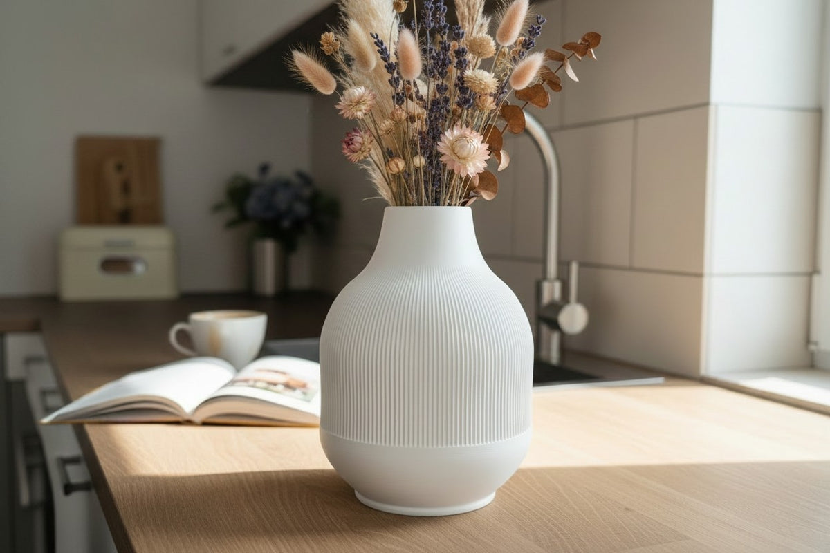 Modern Ribbed Vase — Contemporary Decorative Vase