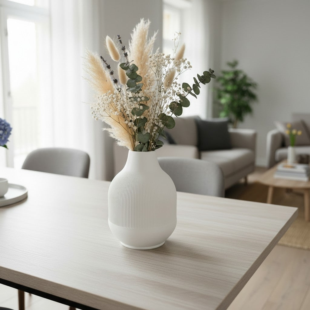 Modern Vase with Diminishing Ribs