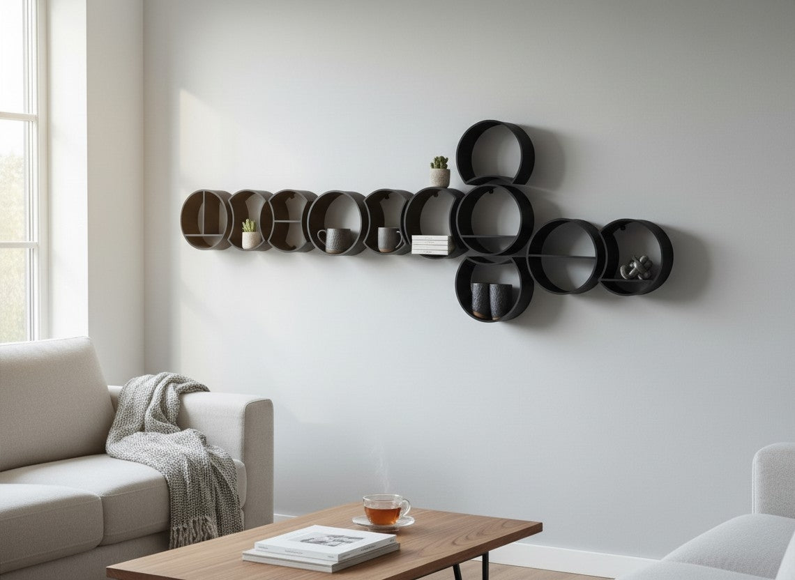Modular Round Shelf System — Customisable Wall Shelving