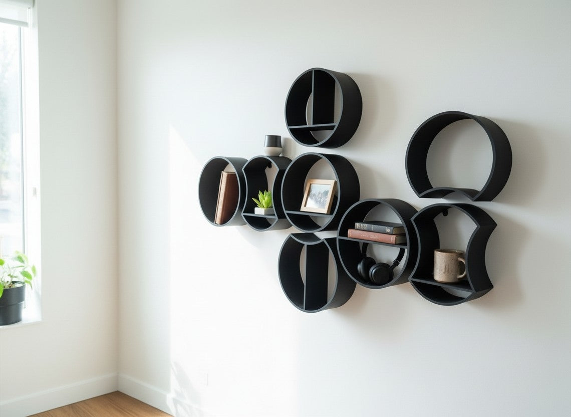 Modular Round Shelf System — Customisable Wall Shelving