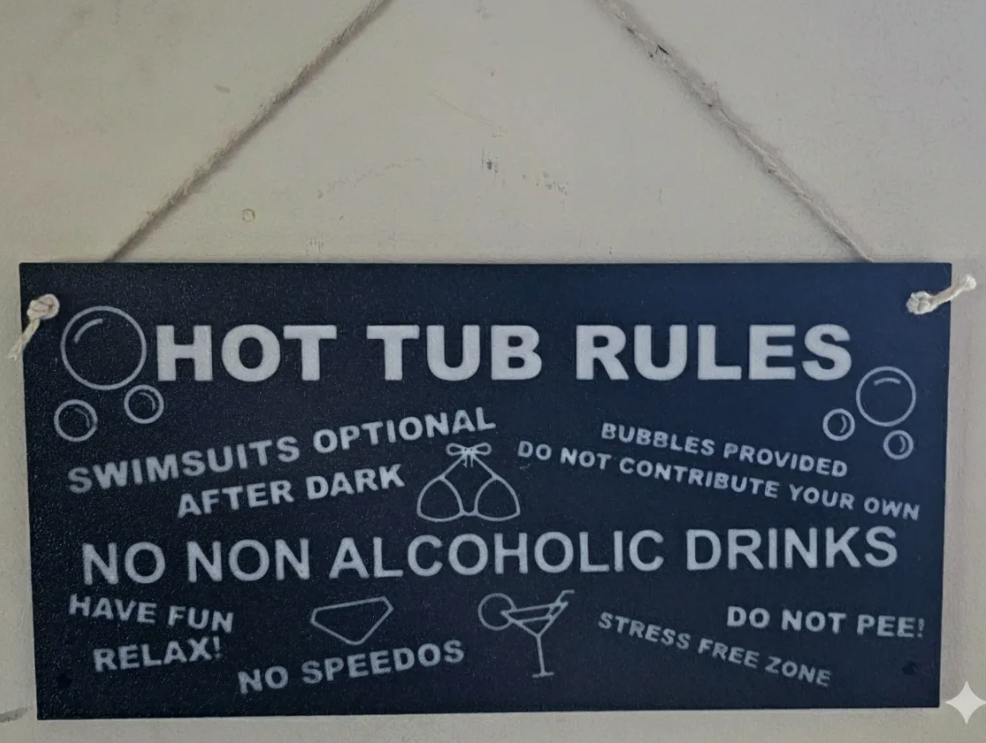 Hot Tub Rules Sign