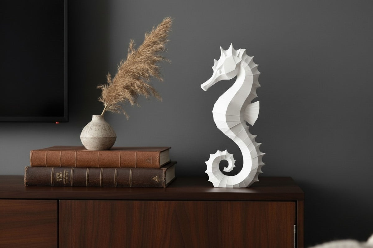 Decorative Seahorse Sculpture — Modern Coastal Home Décor