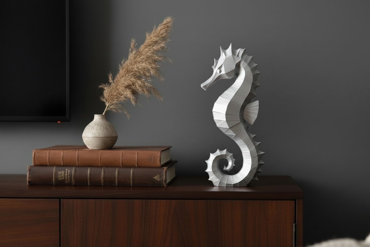 Decorative Seahorse Sculpture — Modern Coastal Home Décor