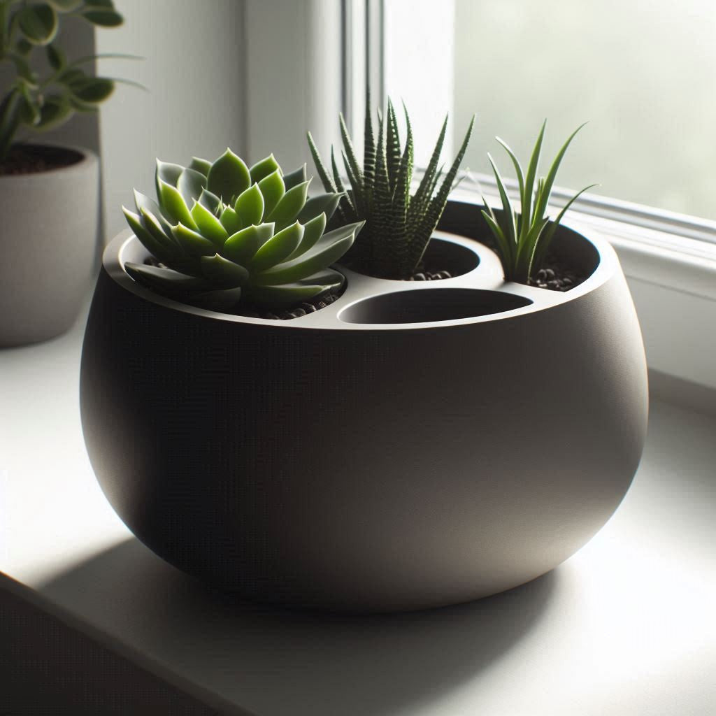 Round Dual-Chamber Self-Watering Plant Pot