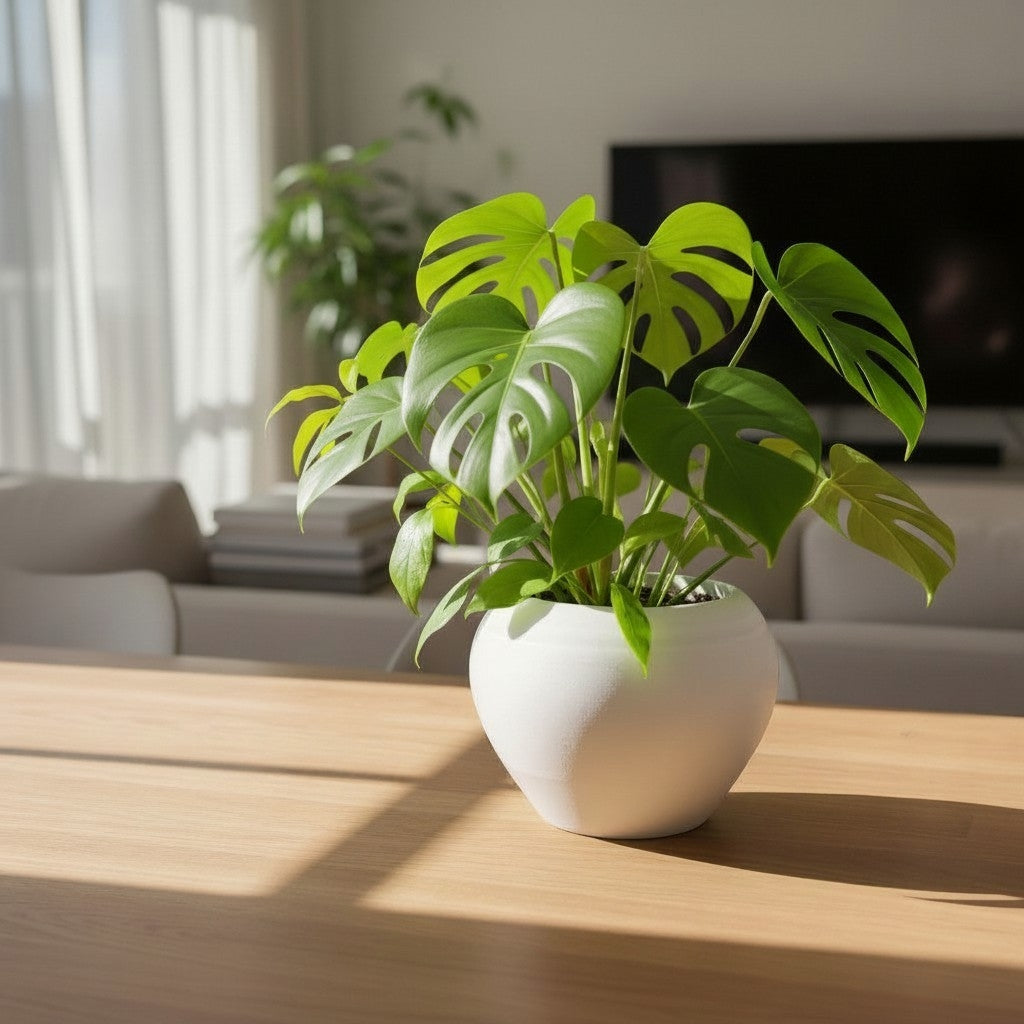 Self-watering plant pot in a hammered design