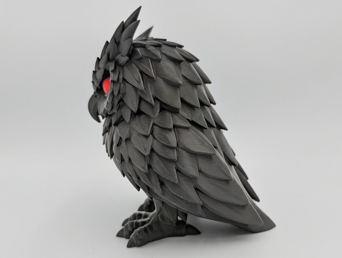 Crimson Watcher Owl side view