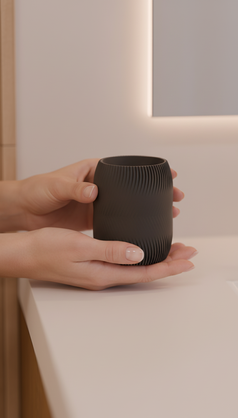 Textured Bathroom Organizer Cup