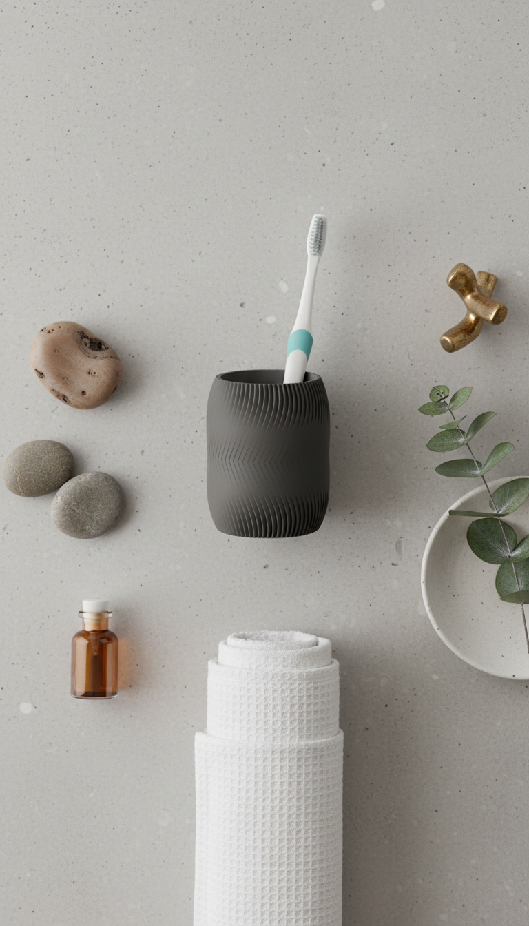 Textured Bathroom Organizer Cup