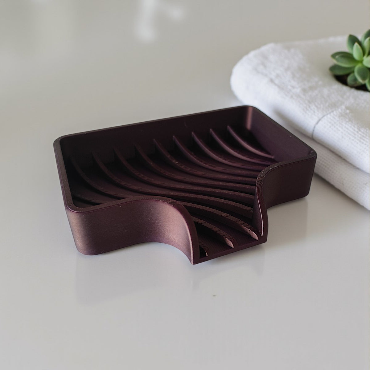 Curved Soap Dish with Drain — Self-Draining Bathroom Accessory