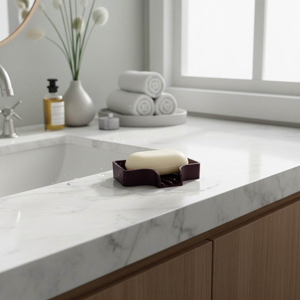 Curved soap dish with drain