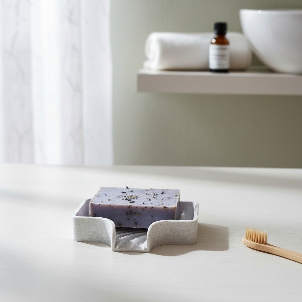 Curved soap dish with drain