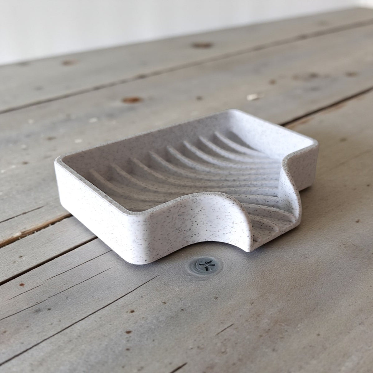 Curved Soap Dish with Drain — Self-Draining Bathroom Accessory