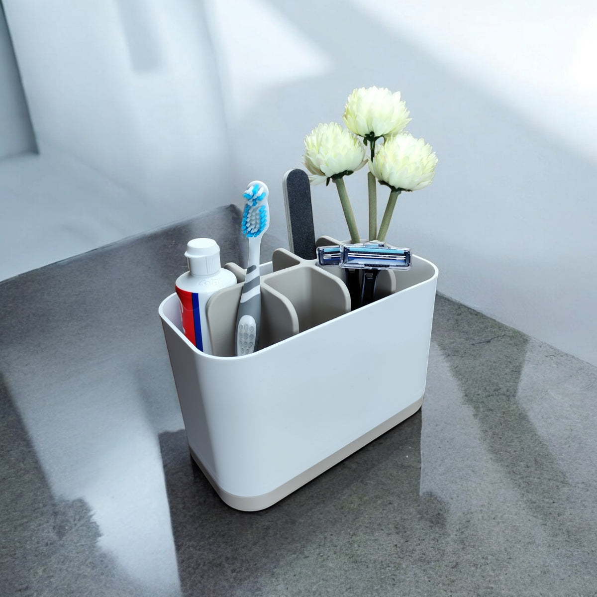 The Modern Two-Tone Bathroom Organizer