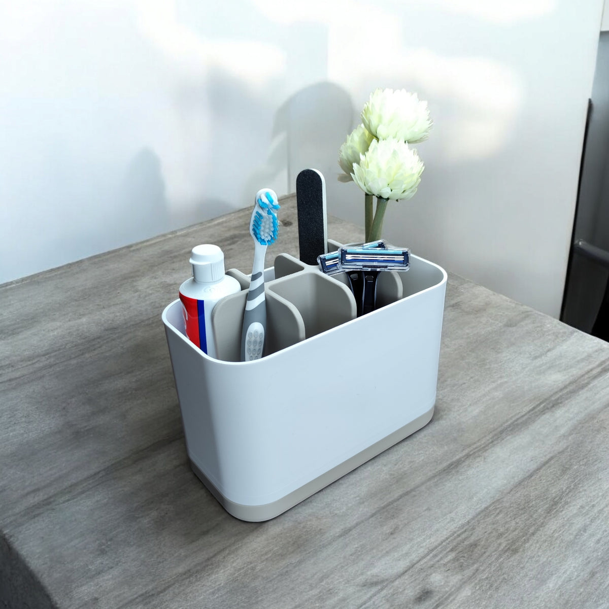 The Modern Two-Tone Bathroom Organizer