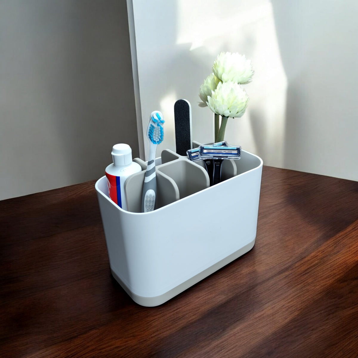 The Modern Two-Tone Bathroom Organizer