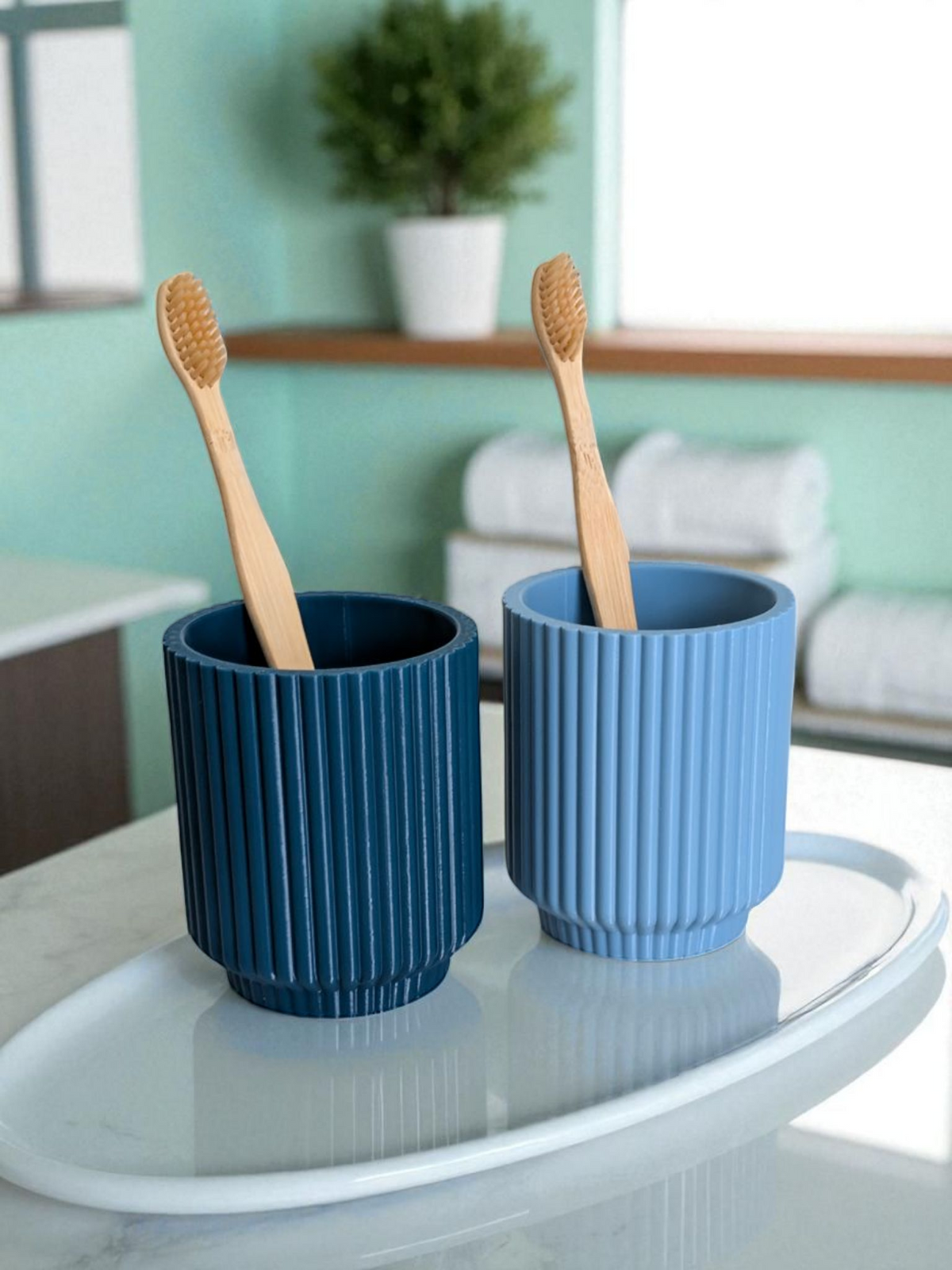 A Matching Set of Toothbrush Cups