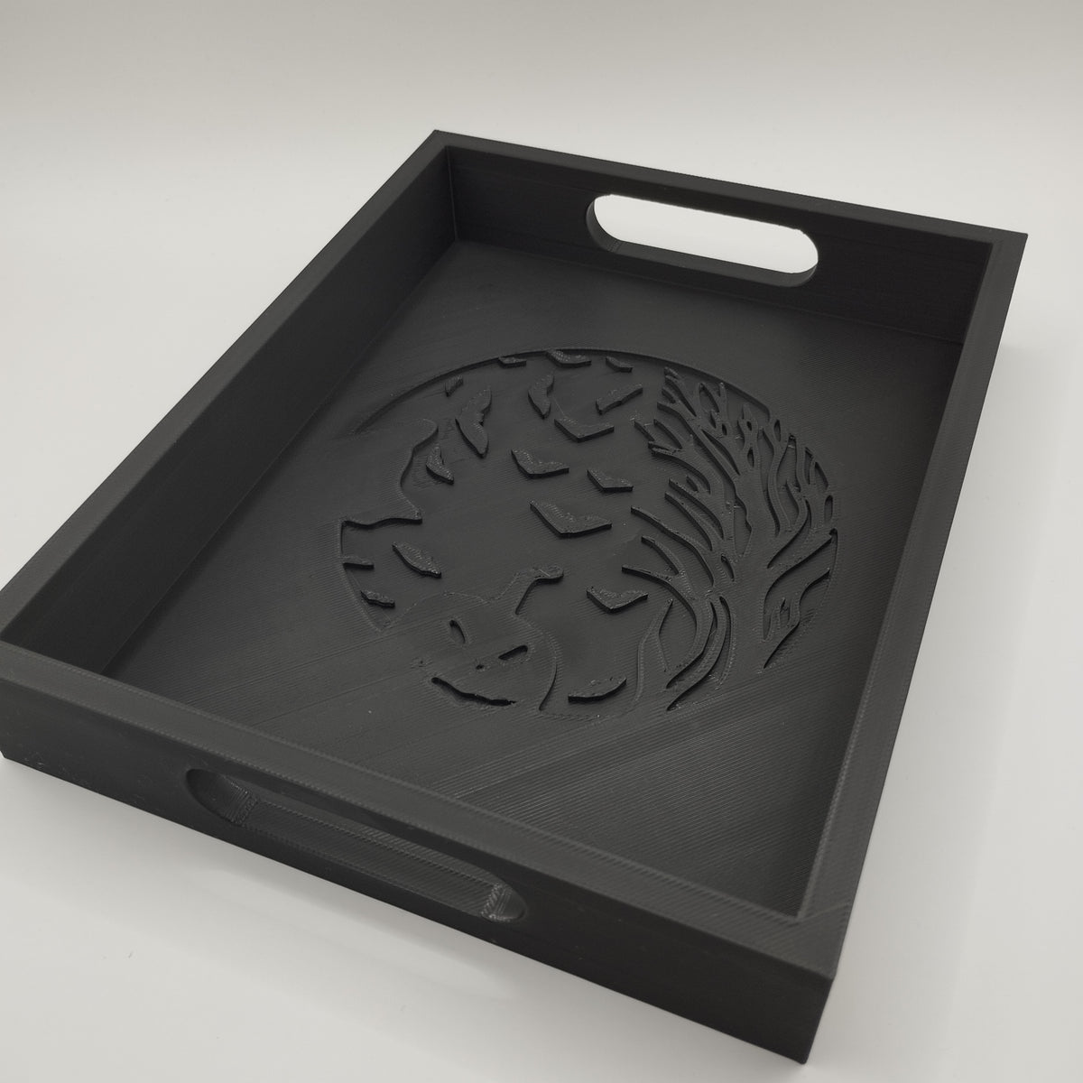 Black Halloween candy tray with spooky moon scene product shot front