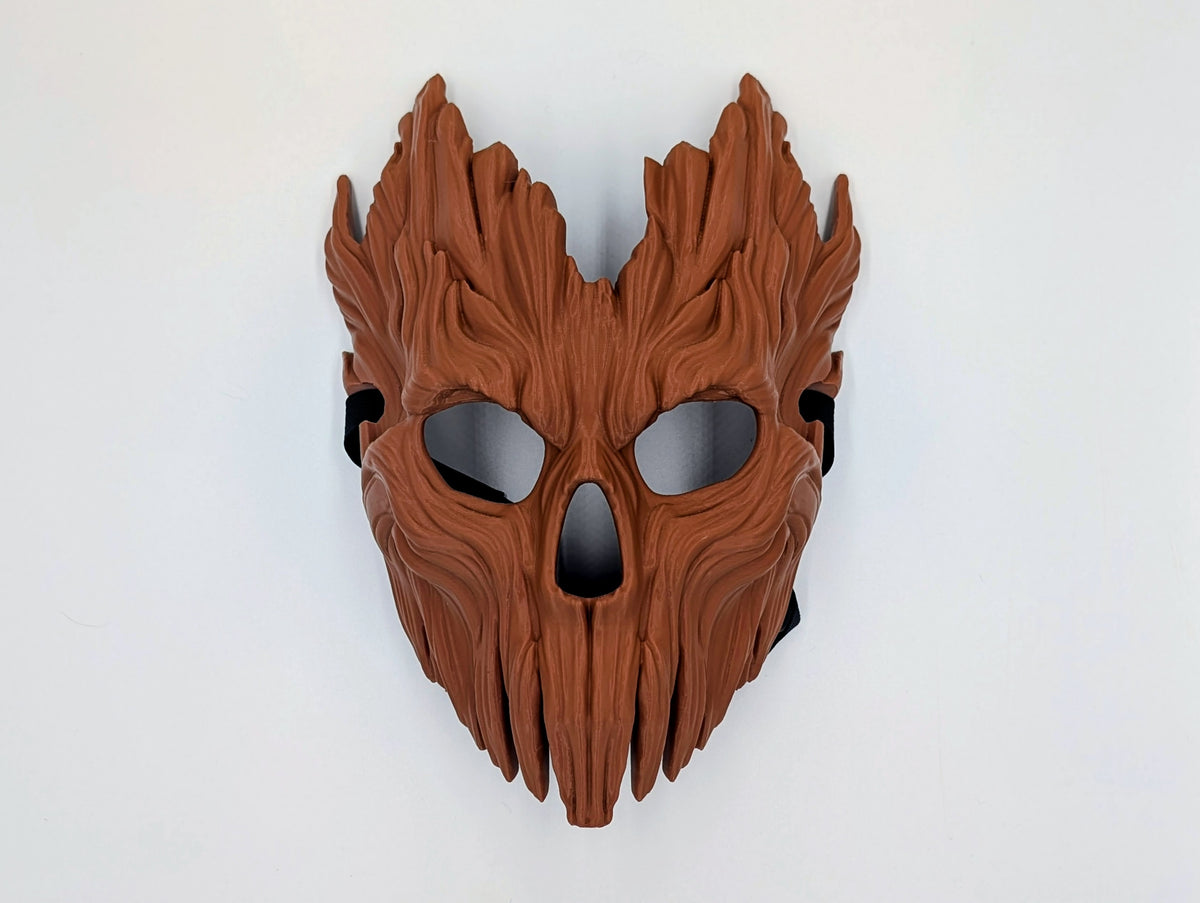 Skullbark Mask front view against white background