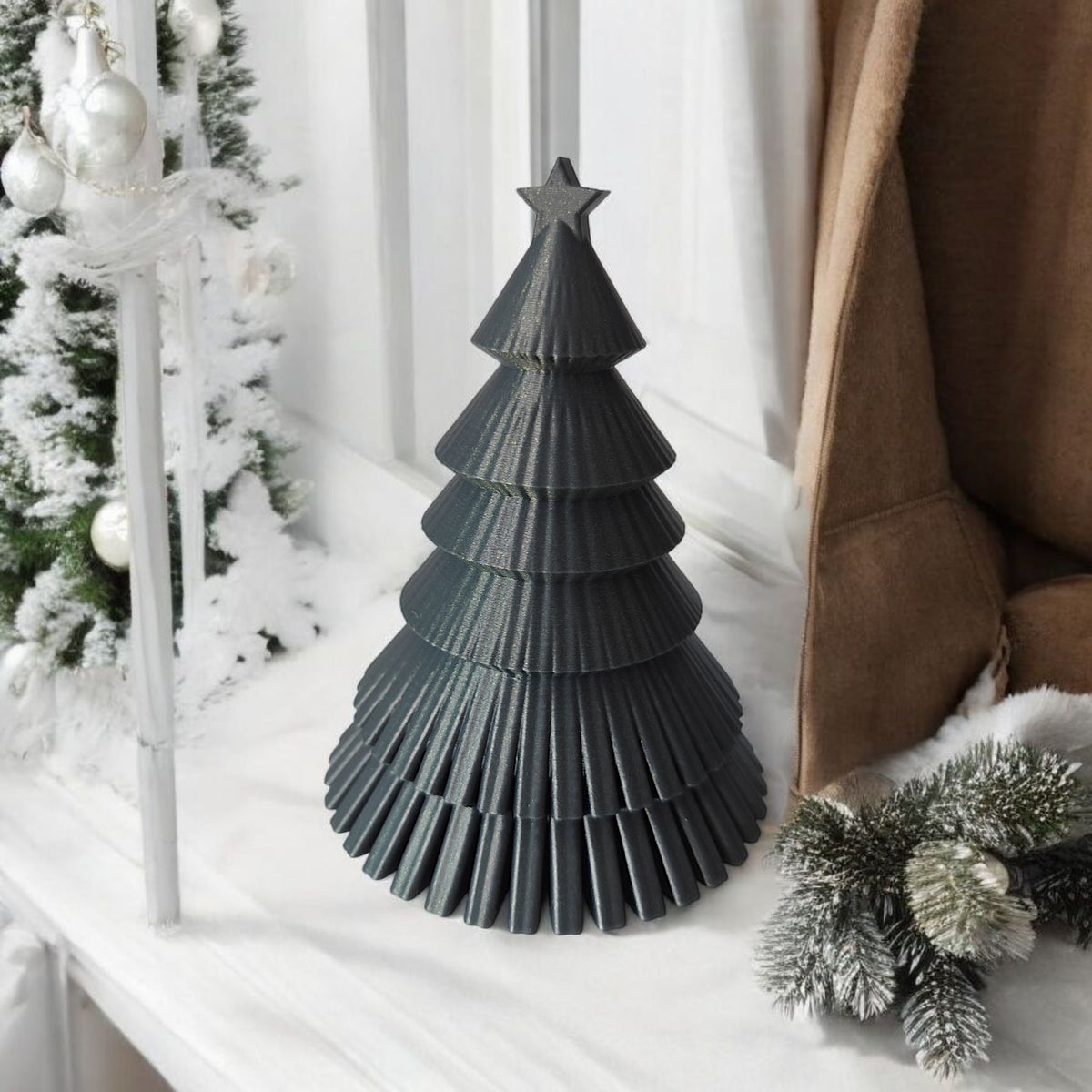 Dark grey ribbed Christmas tree product shot 7
