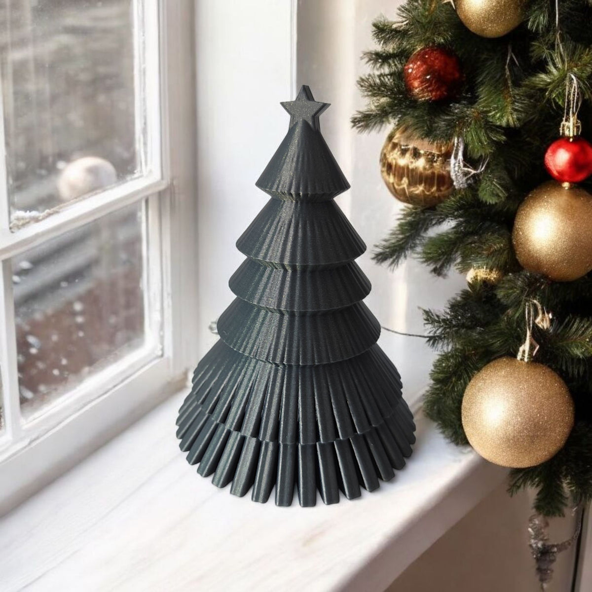 Dark grey ribbed Christmas tree product shot 9