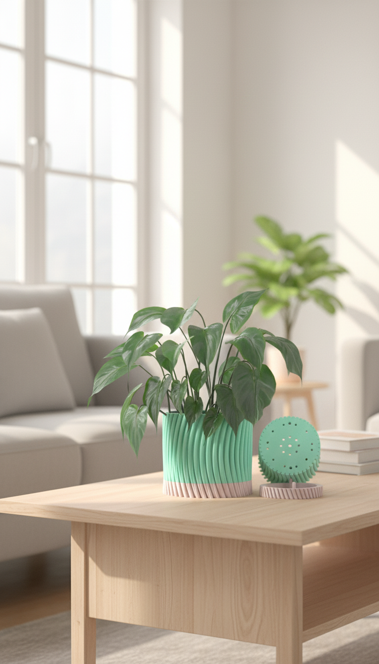 Modern Twist Self-Watering Planter living room coffee table teal and pink