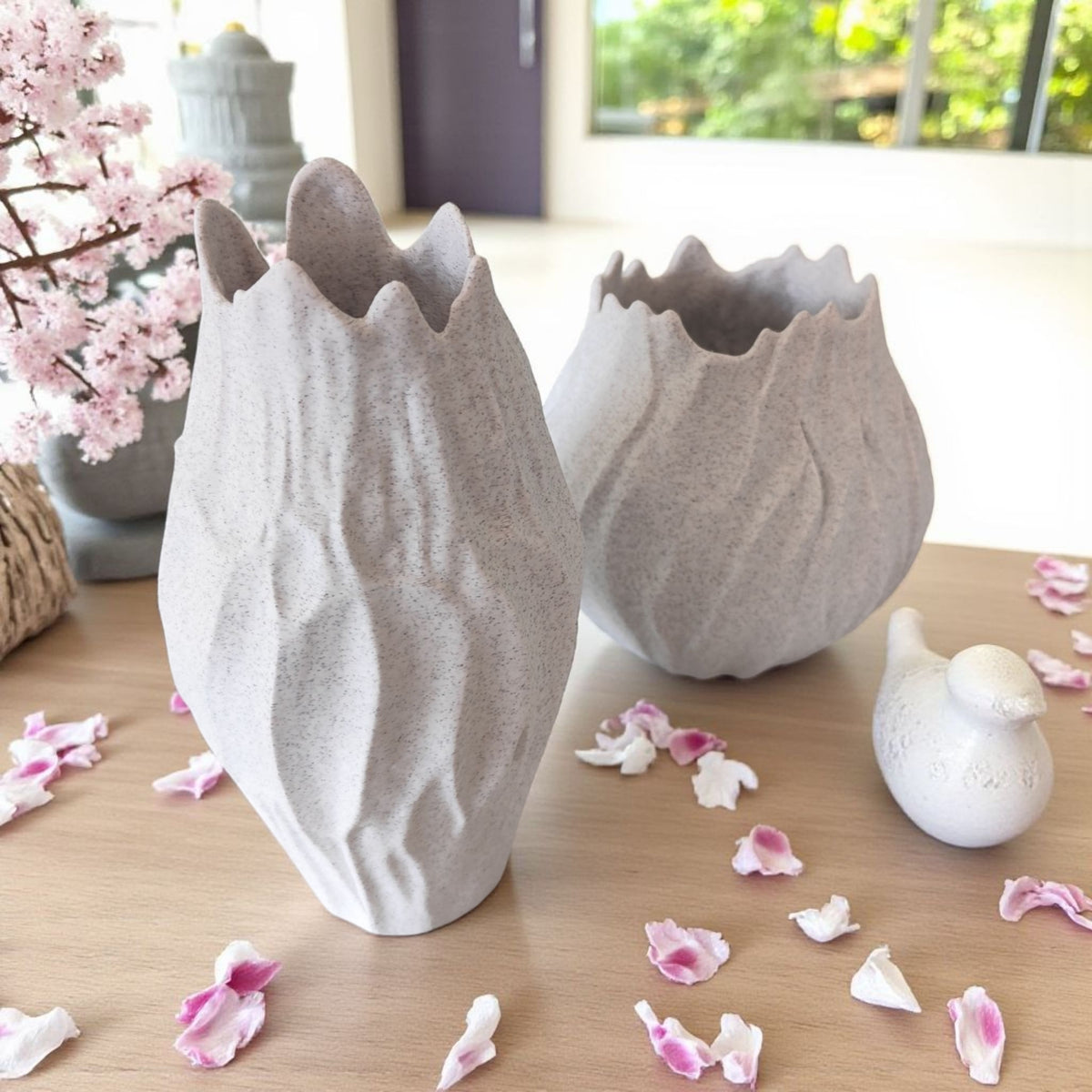Beautiful stone-like vase duo