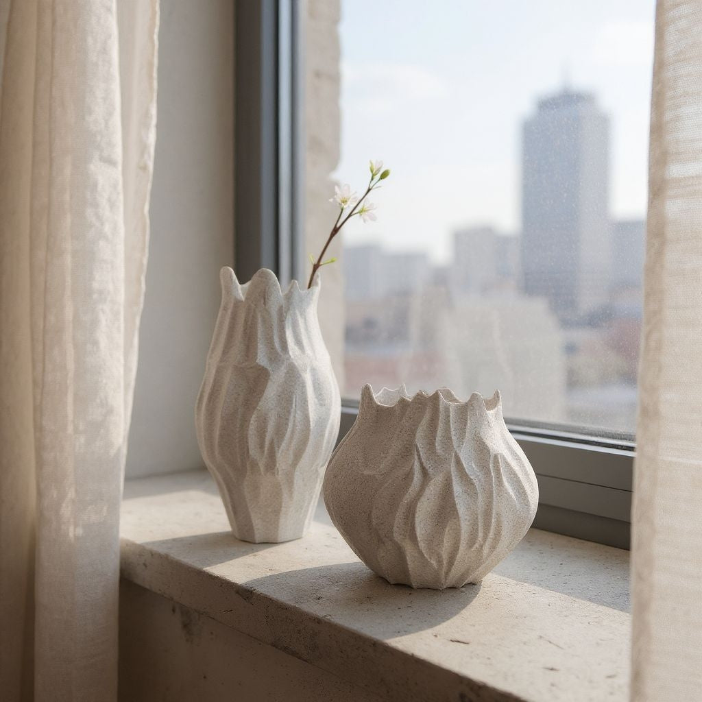Beautiful stone-like vase duo