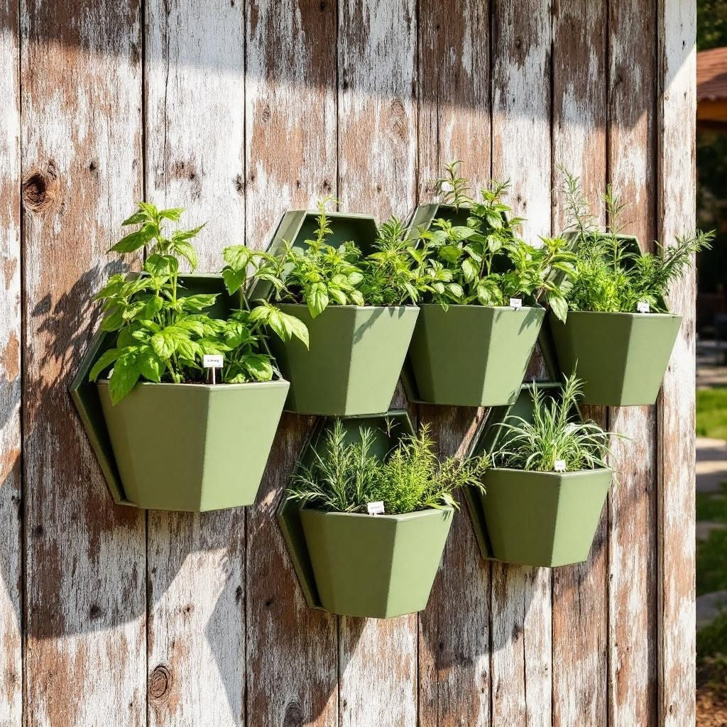 Geometric wall planter for herb gardens