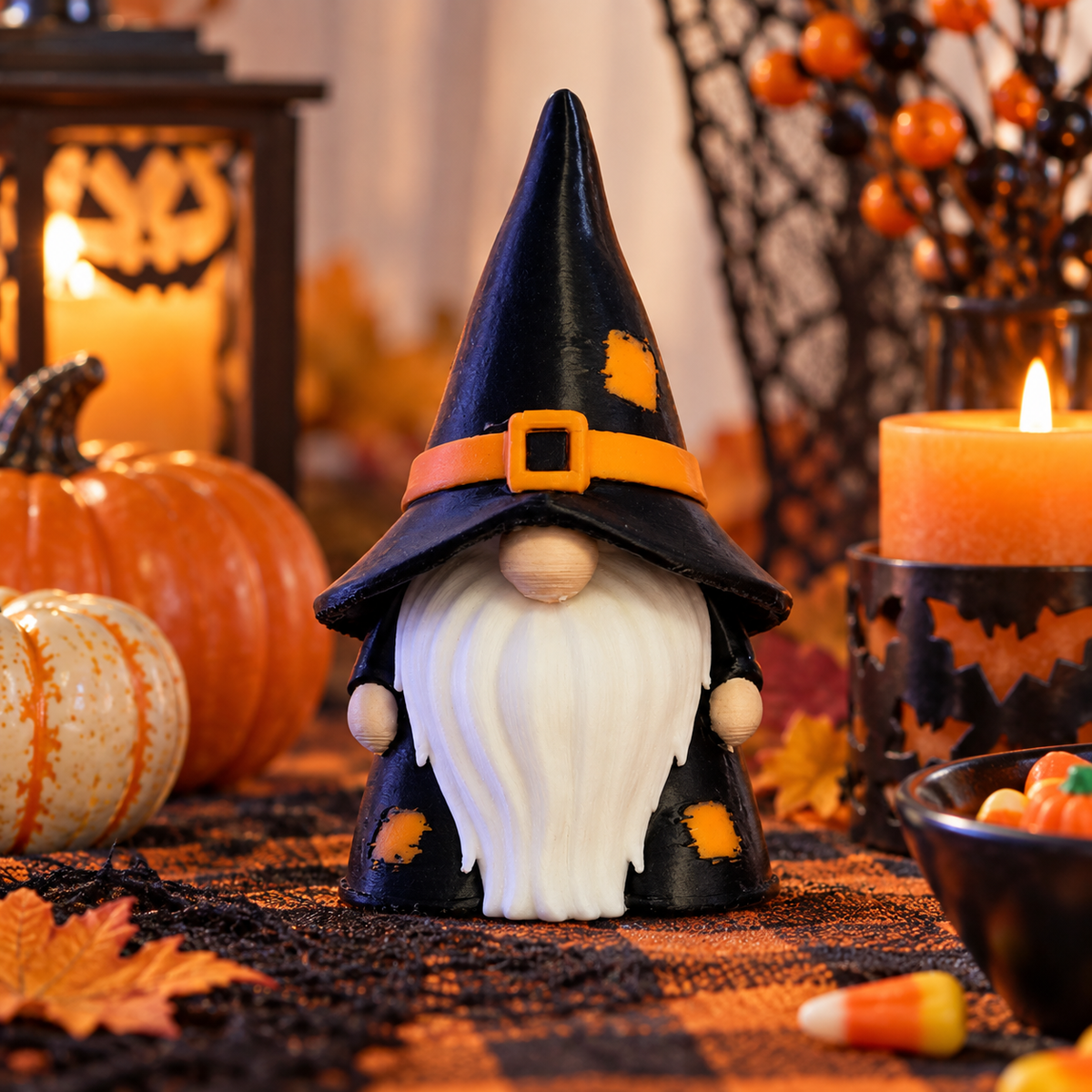 Gnome Wizard decorative figure displayed in a cosy autumn interior