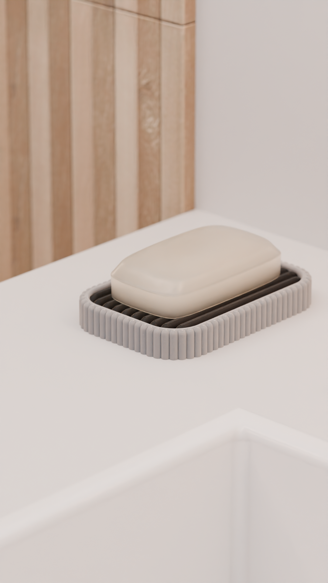 Modern Ribbed Soap Dish base render