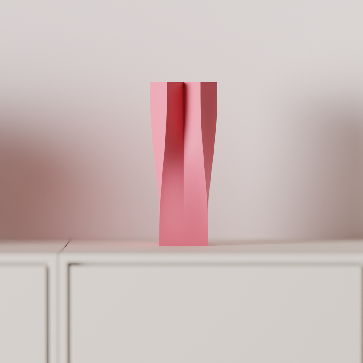 Quad Twist Vase base render clean white background showing subtle twisted form and four-channel opening