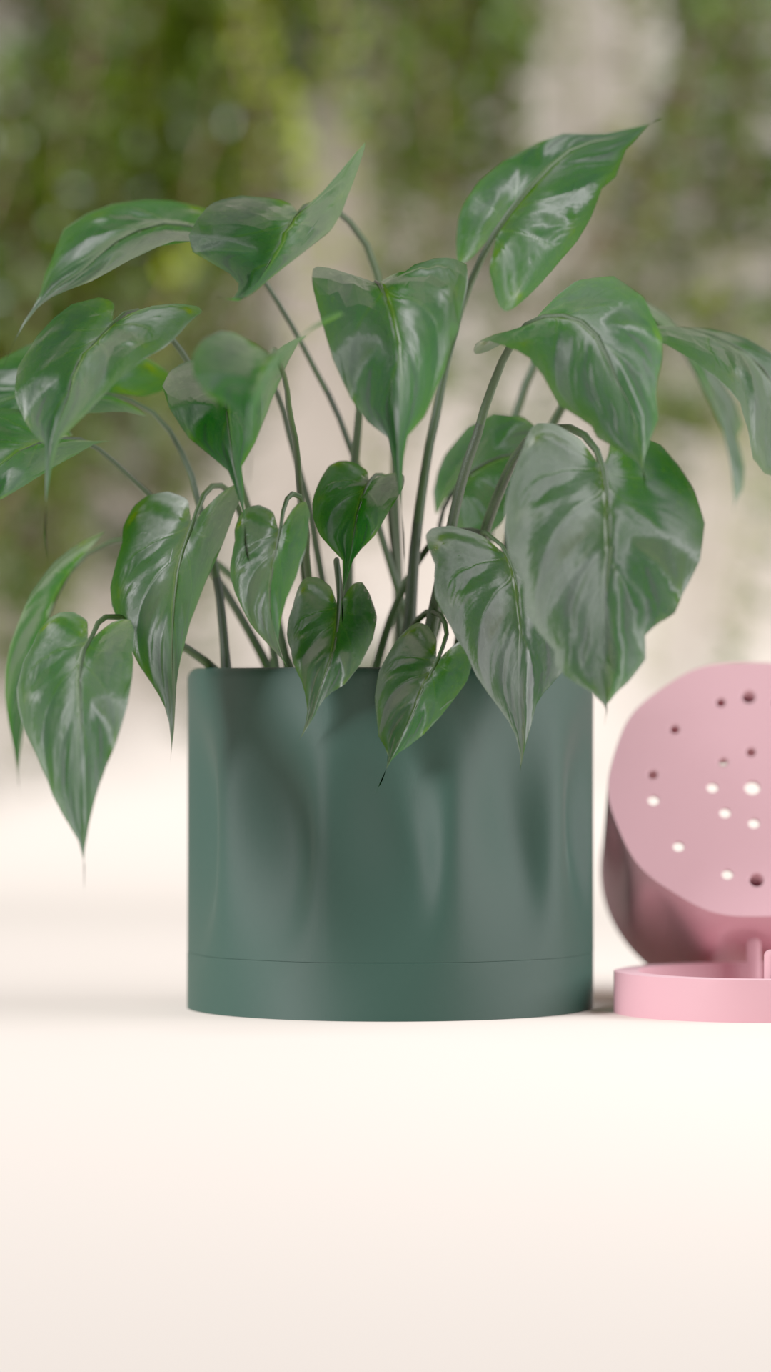 Modern Minimalist Planter teal blue base render clean white background product shot